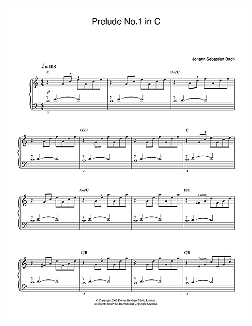 bach prelude in c major piano